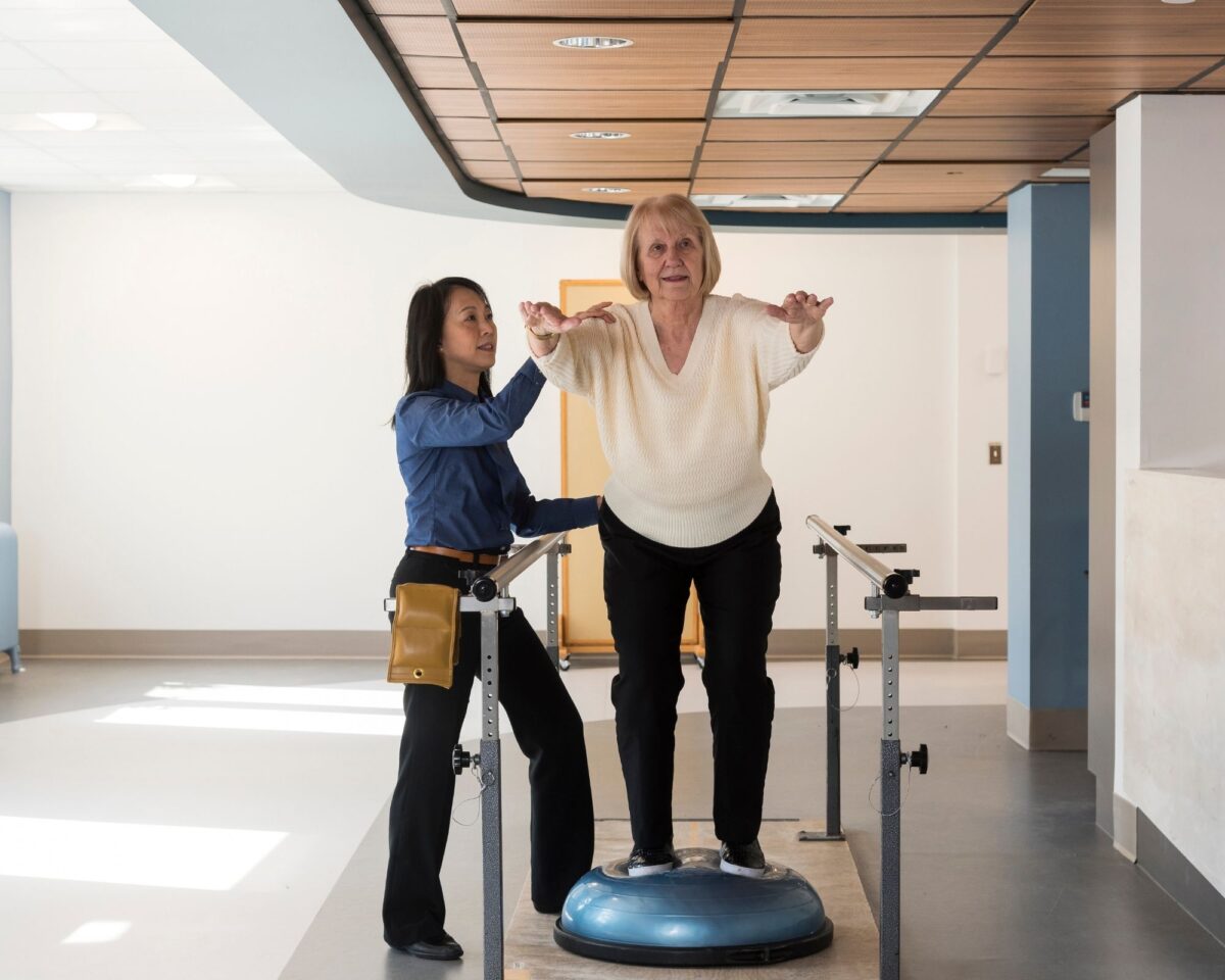 Bruyère Geriatric Day Hospital staff member works with a patient